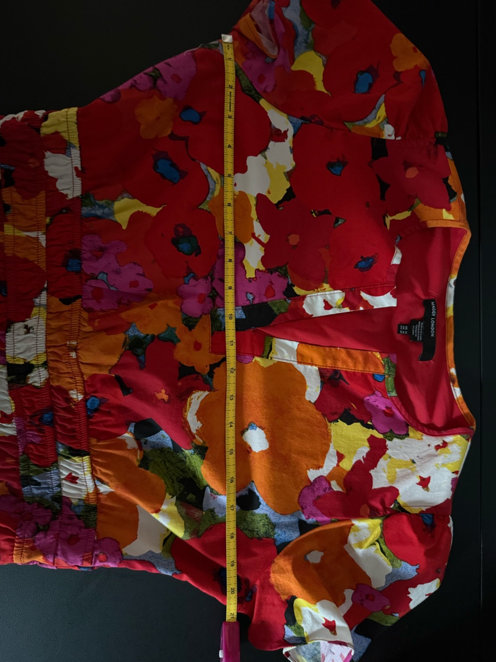 Maggy London Red Floral Maxi Dress with Orange & Pink Accents - Picture 6 of 9